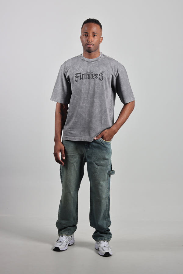 Camiseta Gris Firmnes Oversize Acid Wash