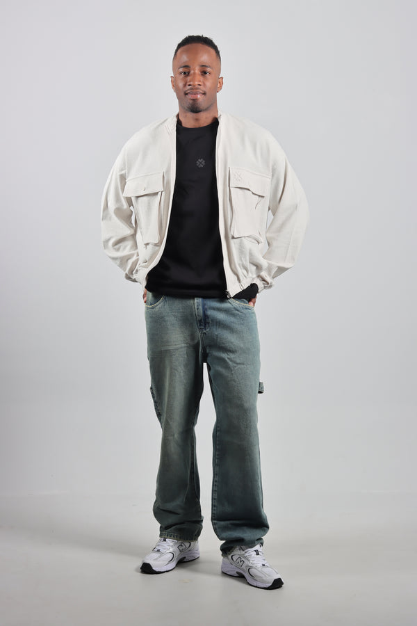 Chaqueta Beige Bomber Boxy Fit