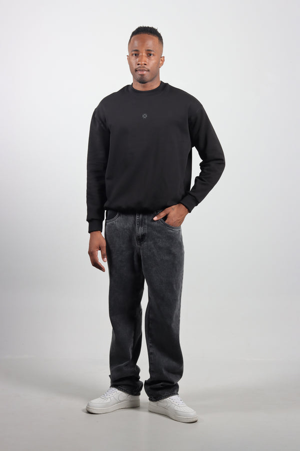 Saco Oversize Negro Cuello Redondo Logo