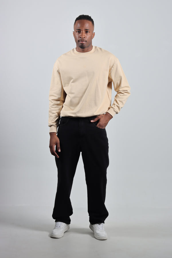 Saco Overzise Beige Cuello Redondo Logo