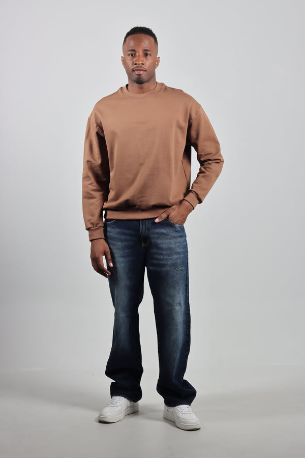 Saco Oversize Café Cuello Redondo Logo