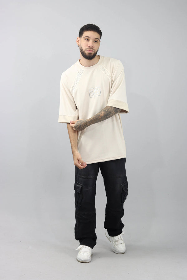 Camiseta Beige Oversize Manga Ranglan