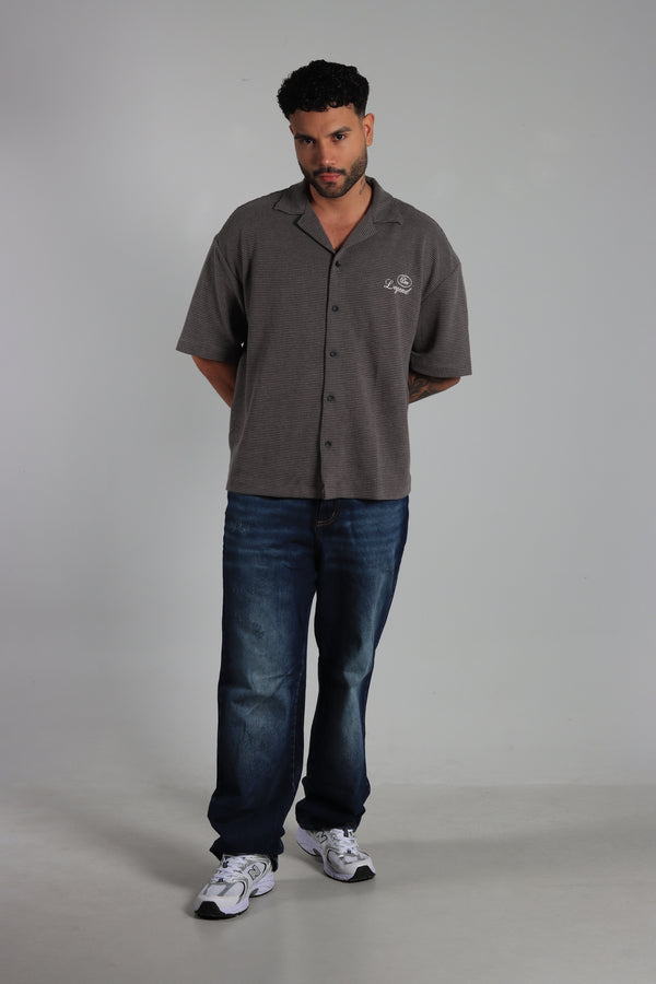 Camisa Gris Cuello Sport Boxy Fit
