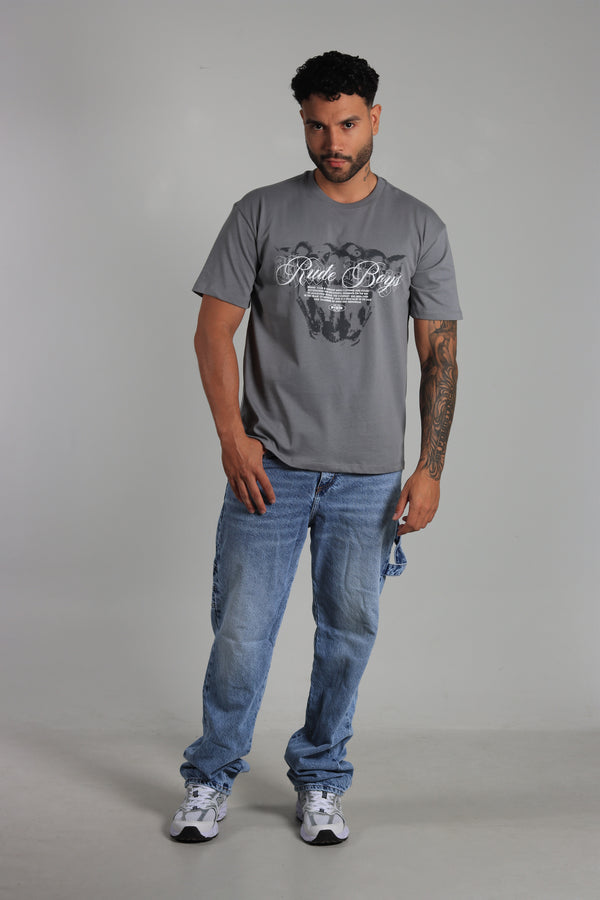 Camisetas Gris Regular Estampada