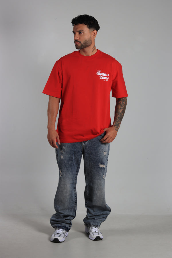 Camiseta Roja Oversize Estampada