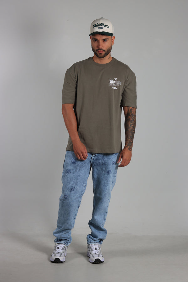 Camiseta Gris Verdoso Oversize