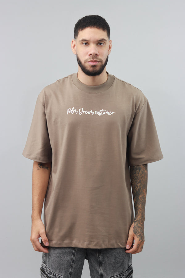 Camiseta Taupe Oversize Estampada