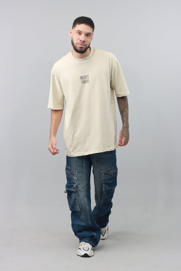 Camiseta Beige Oversize Estampada