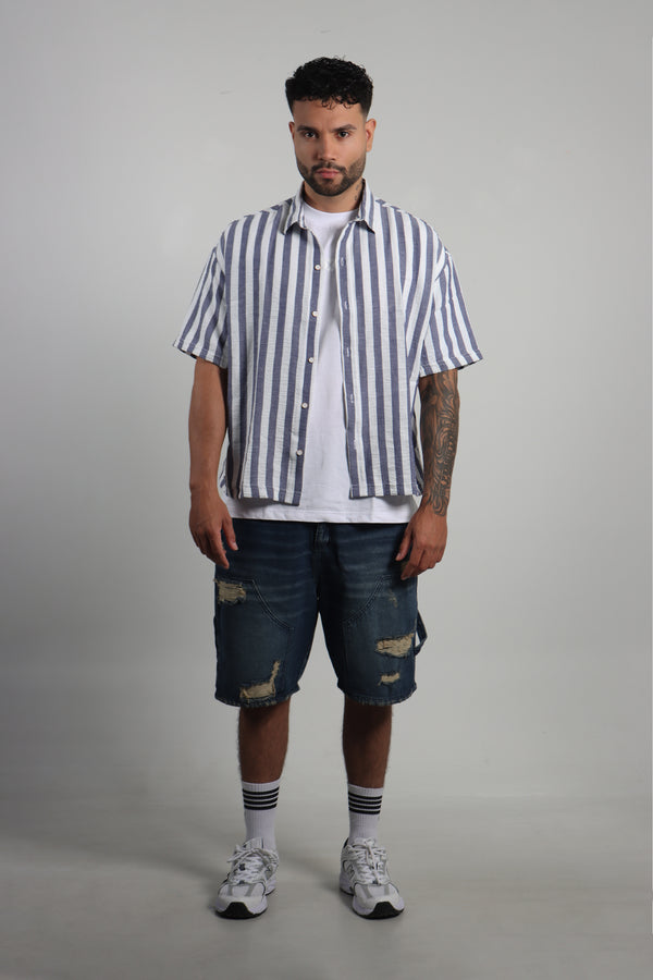 Bermuda Azul Medio Rotos Baggy Carpintero