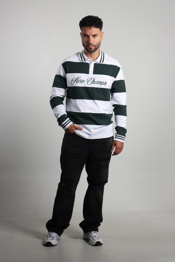 Polo Manga Larga blanco Cuello Sport