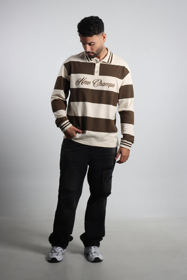 Polo Manga Larga Chocolate Cuello Sport