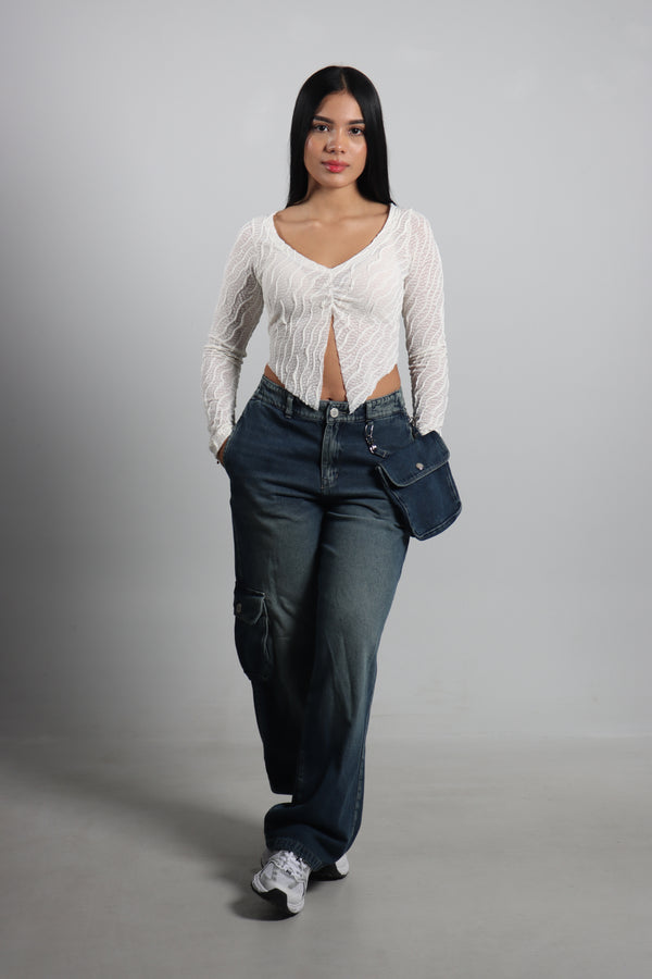 Blusa Manga Larga Marfil Blonda Mariposa