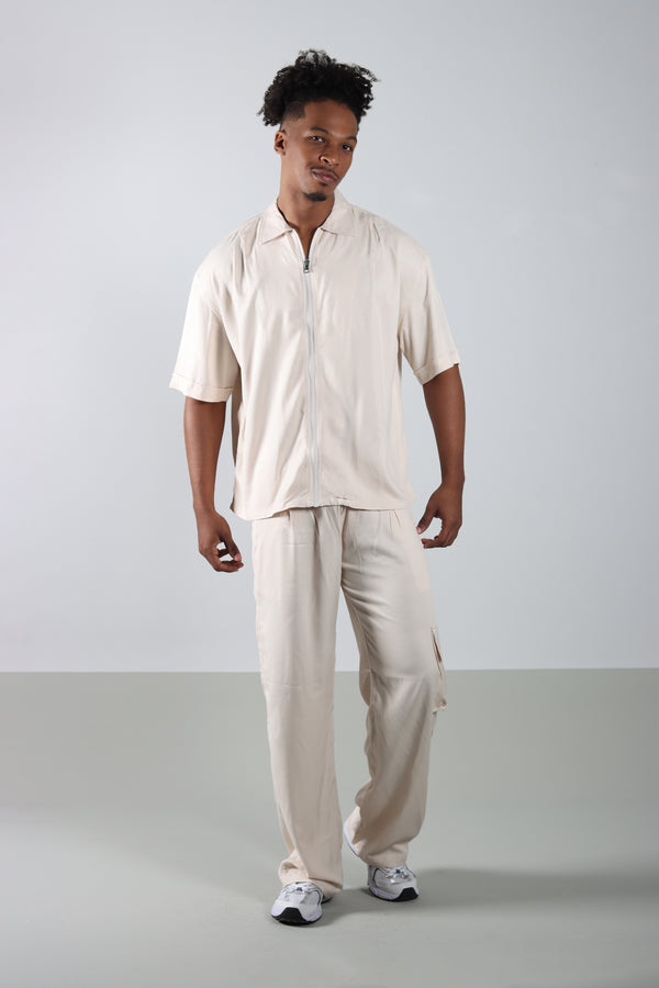 Conjunto Crema Boxy Fit Pantalon Cargo