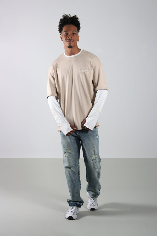 Buso Beige Doble Manga Oversize