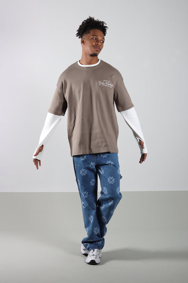 Buso Gris Verdoso Doble Manga Oversize