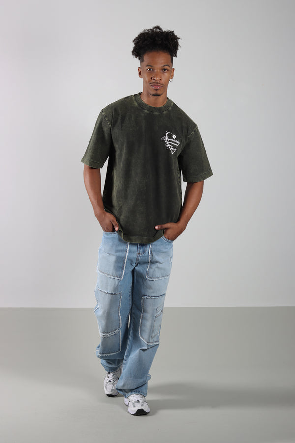 Camiseta Verde Oversize Acid Wash