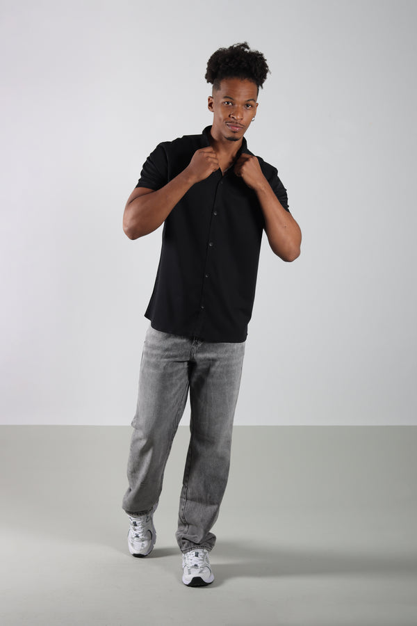 Camisa Manga Corta Negro Cuello Luigui