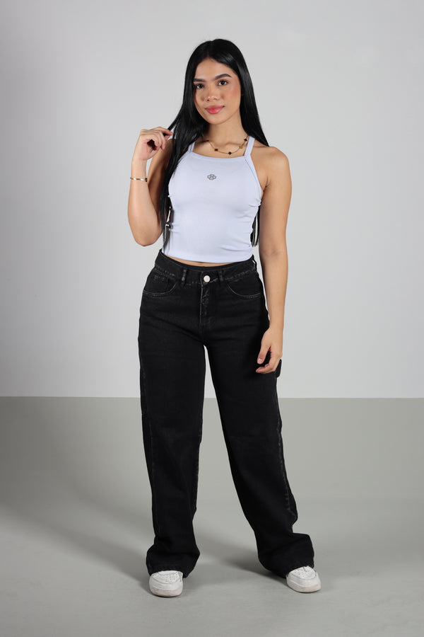 Blusa Azul Bebe Escote Recto De Tiras