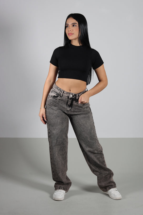 Blusa Negra Basica Manga Corta