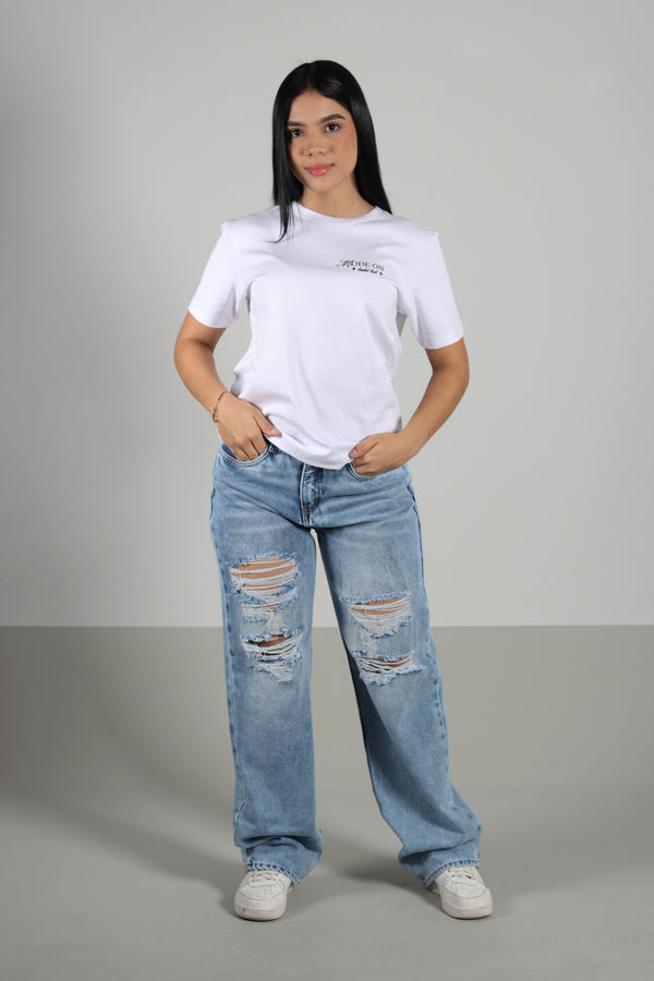 Camiseta Blanca Mini T-Shirt Estampada