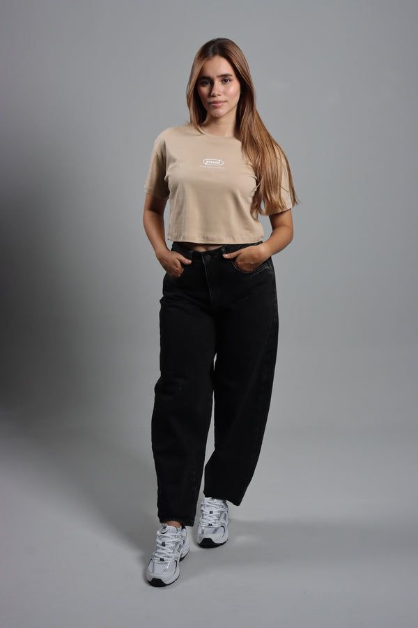Camiseta Taupe Cropeed