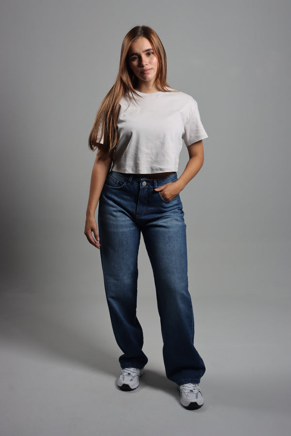Camiseta Gris Claro Cropped Basica Logo