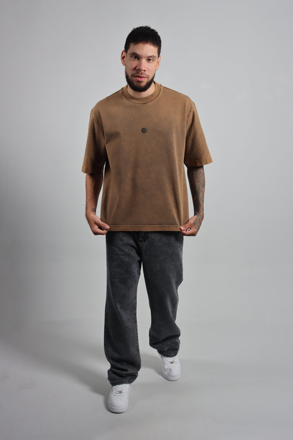 Camiseta Ocre Box Fit Acid Wash
