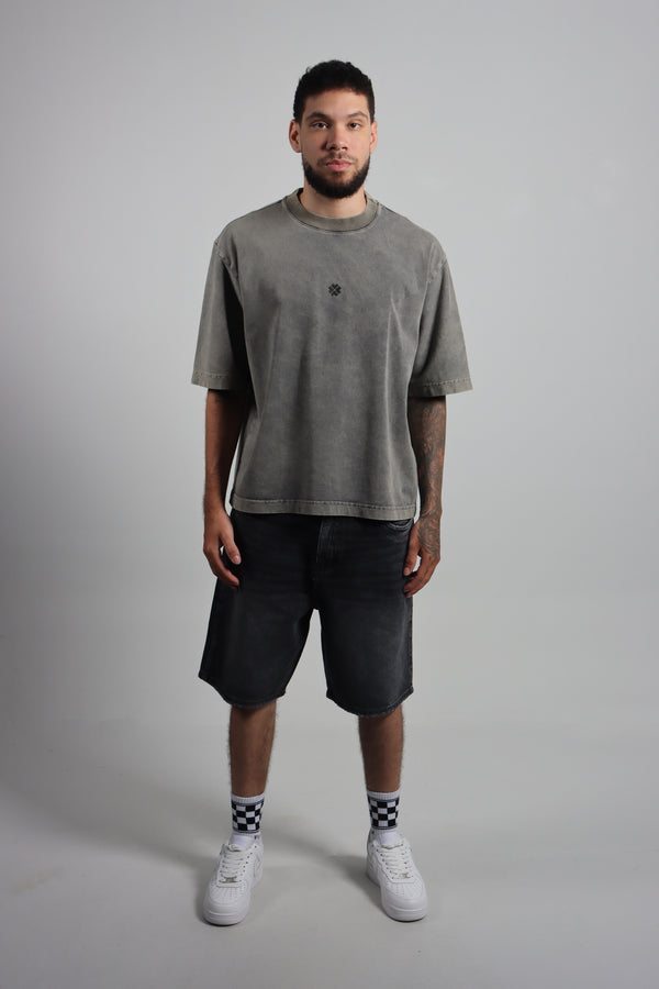 Camiseta Gris Box Fit Acid Wash