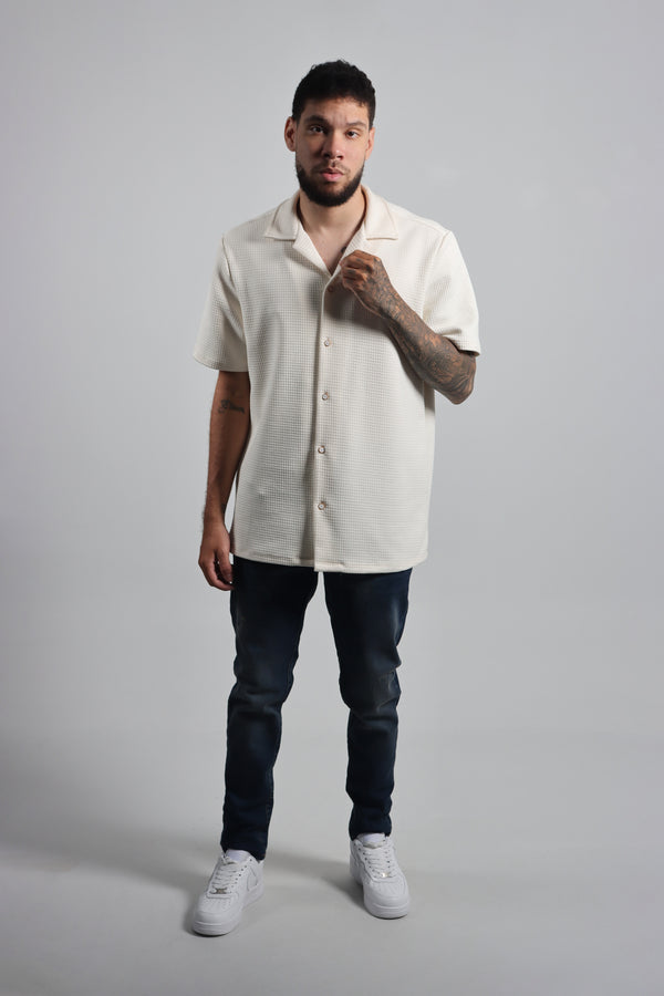 Camisa Crema Cuello Luigui Texturas