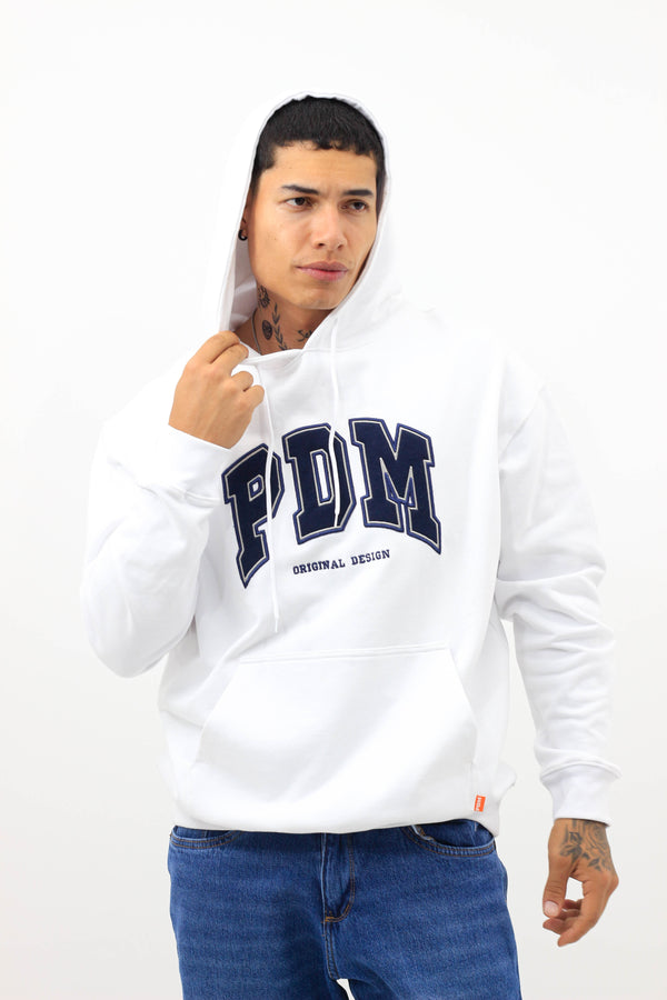 Hoddie Blanco Oversize Clasico Bolsillo
