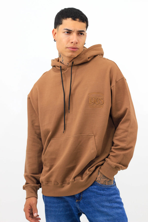 Hoddie Café Oversize Clasico Bordado