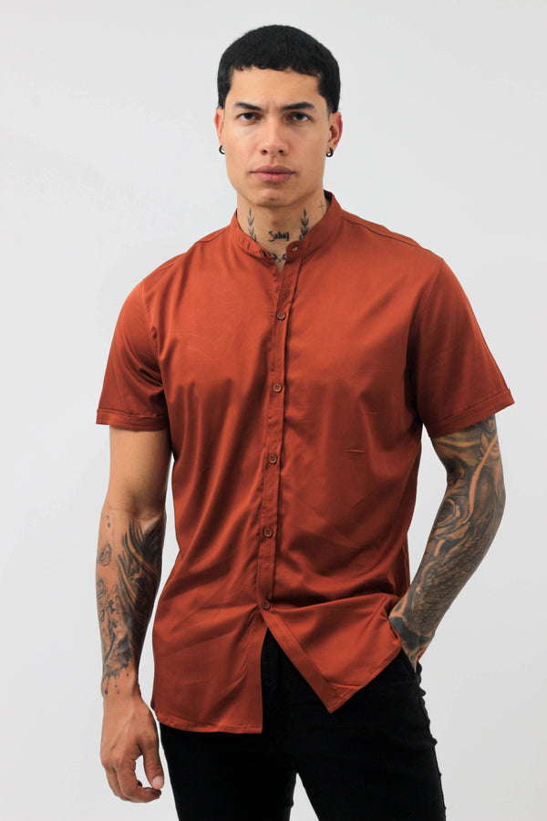 Camisa Manga Corta Unicolor Café